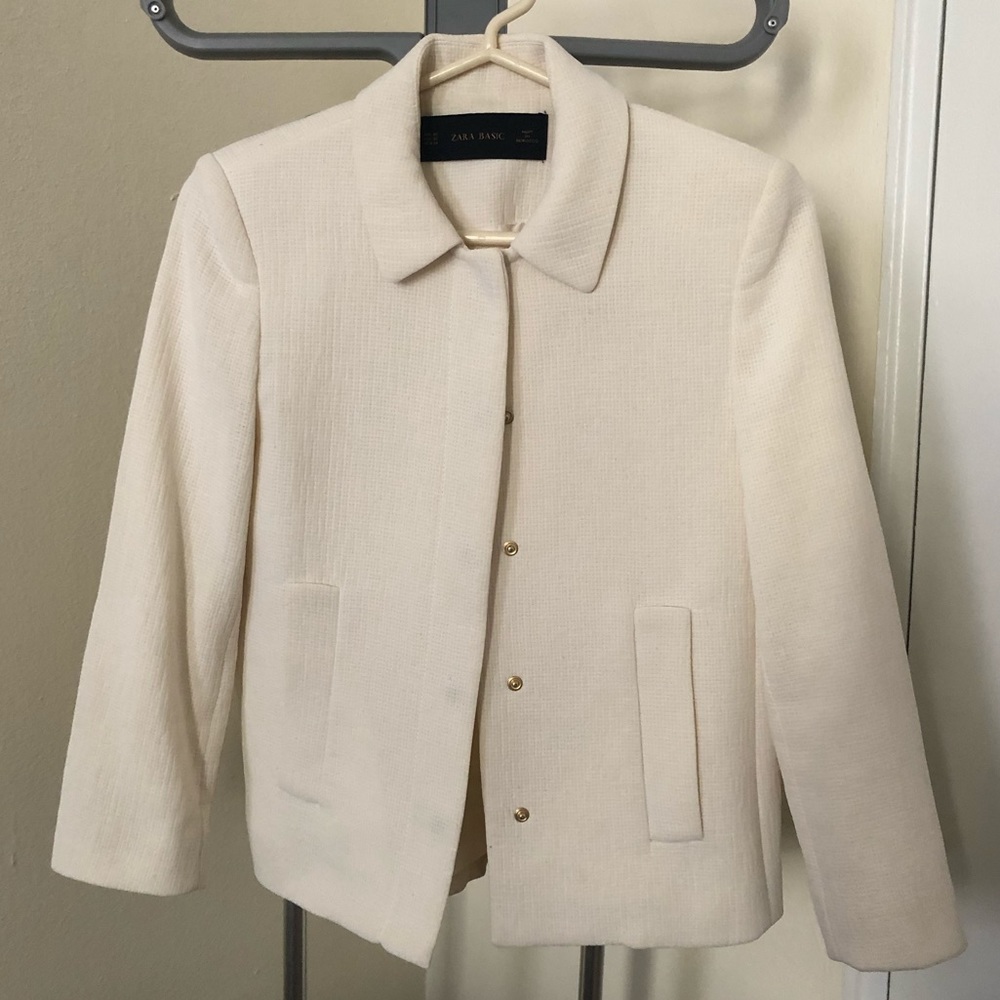 Zara Basic Cream Boxy Jacket